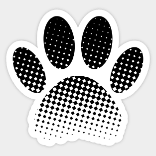 Check Pattern Halftone Dog Paw Print Sticker